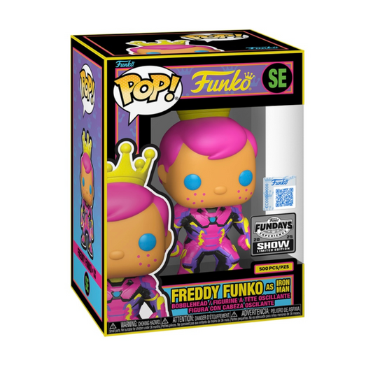 Freddy Funko as Iron man Blacklight Fundays